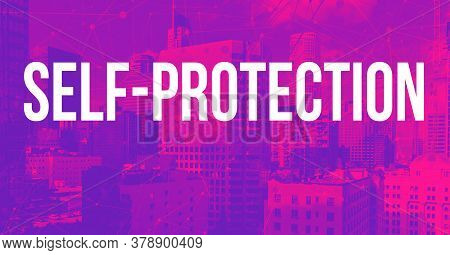 Self-protection Coronavirus Theme With Downtown Los Angeles Skycapers