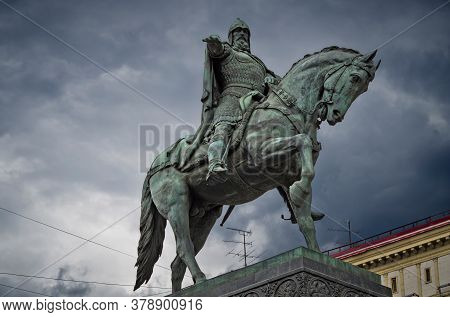 Russia, Moscow - June 12, 2017: Monument To Yuri Dolgoruky. Established In 1954 On Tverskaya Square.