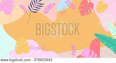Set Of Abstract Vertical Background With Autumn Elements, Shapes, Plants And Human Hands In One Line