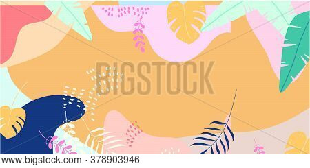 Set Of Abstract Vertical Background With Autumn Elements, Shapes, Plants And Human Hands In One Line