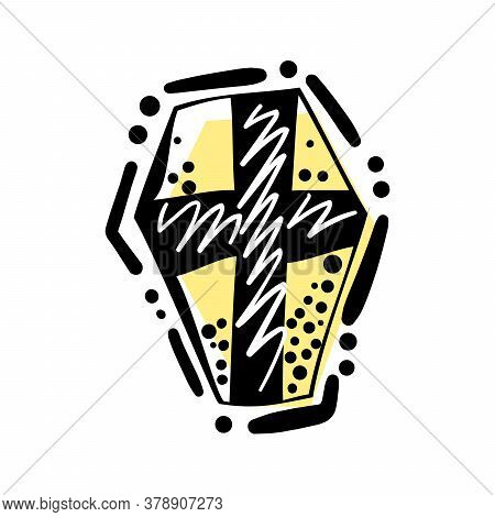Happy Halloween Hand Drawn Illustration With  Tombstone Icon. Stock Vector Cartoon Style For Banner,