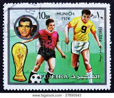Postage stamp Fujeira 1972 Football Scene, Germany 74
