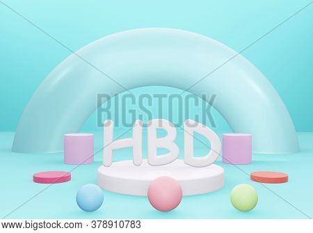 Happy Birthday Hbd Character Words 3d Rendering Geometric Design Letter Font For Greeting Card Or Po
