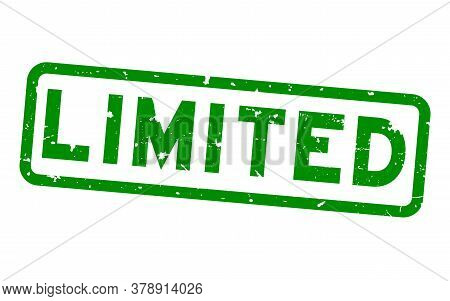 Grunge Green Limited Word Square Rubber Seal Stamp On White Background