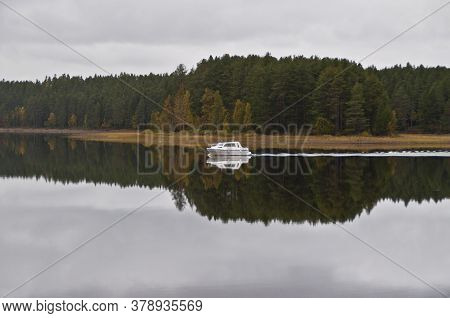 A Boat On A Lake In The City Of Kuhmo, Finland.