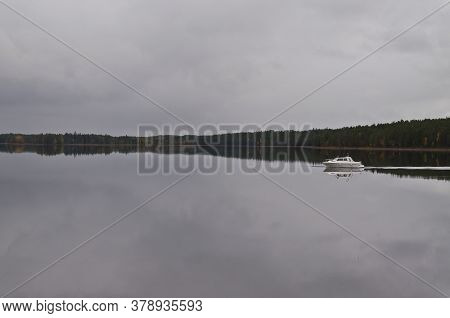 A Boat On A Lake In The City Of Kuhmo, Finland.