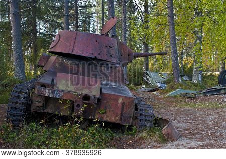 Wreckage Of A Tank From The Winter War Near Suomussalmi, Finland.