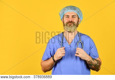 Incubation Period. Doctor Ready To Help. Diagnosis Concept. Global Health Emergency. Man Bearded Doc