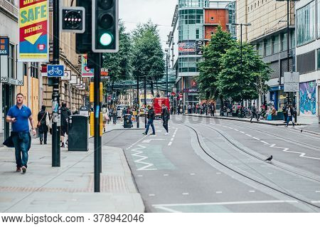 Manchester, England, Uk - 24 July, 2020 City Centre Of Manchester, Almost Empty Streets Due To Recen