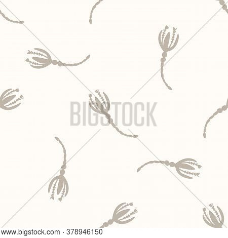 Seamless Background Gender Neutral Baby Flower Seed Pattern. Simple Whimsical Minimal Earthy 2 Tone 