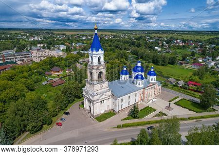 The Old Resurrection Cathedral In The Cityscape On A July Day (aerial Photography). Kashin, Russia