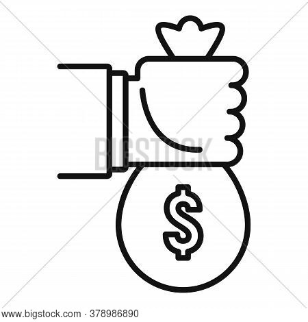 Money Bag Loan Icon. Outline Money Bag Loan Vector Icon For Web Design Isolated On White Background