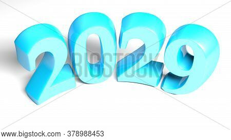 2029 Blue Bent Write Isolated On White Background - 3d Rendering Illustration