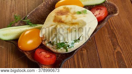 Feta Cheese And Yogurt Spread In Pita Bread