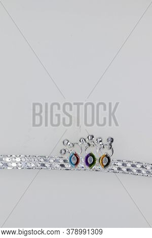 Crystal Silver Stylish Anklet Design Isolate Background