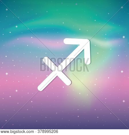 Zodiac Sign Sagittarius Horoscope In Colorful Starry Sky Vector Illustration Eps10