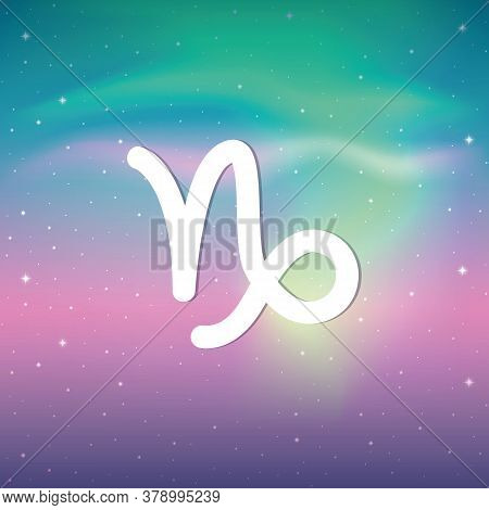 Zodiac Sign Capricorn Horoscope In Colorful Starry Sky Vector Illustration Eps10