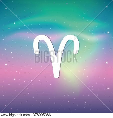 Zodiac Sign Aries Horoscope In Colorful Starry Sky Vector Illustration Eps10