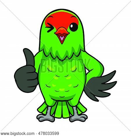 Vector Illustration Of Cute Black Winged Lovebird Cartoon Giving Thumb Up