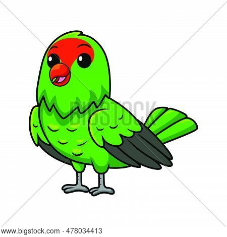 Vector Illustration Of Cute Black Winged Lovebird Cartoon