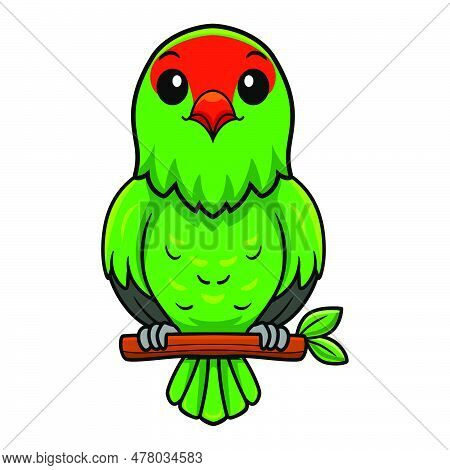 Vector Illustration Of Cute Black Winged Lovebird Cartoon On Tree Branch