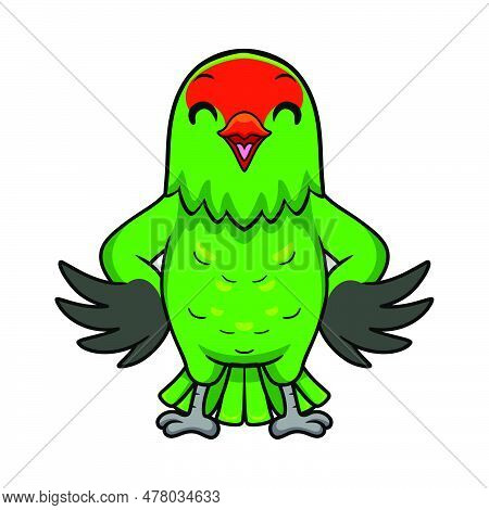 Vector Illustration Of Cute Black Winged Lovebird Cartoon
