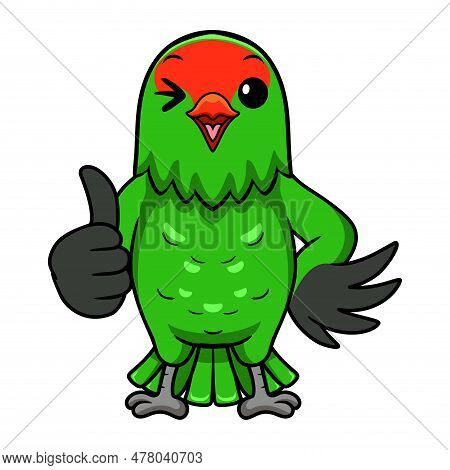 Vector Illustration Of Cute Black Winged Lovebird Cartoon Giving Thumb Up
