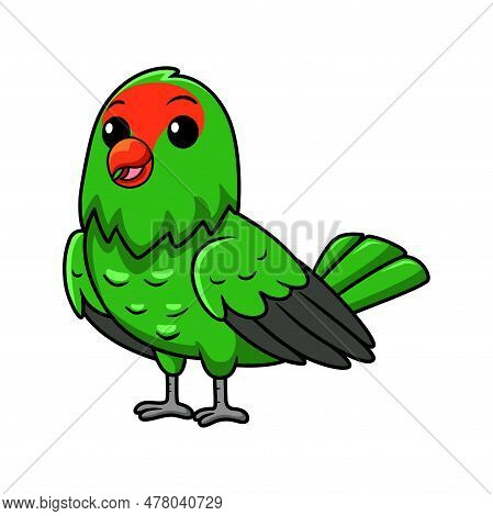 Vector Illustration Of Cute Black Winged Lovebird Cartoon