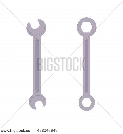 Construction Wrench Concept. Inventory For Construction And Repair, Unscrewing And Tightening Nuts. 