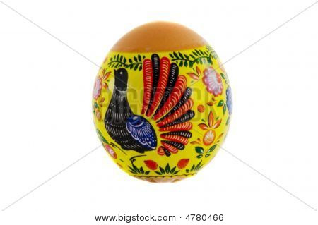 Easter Painted Egg Covered By Lacquer And Ornamented By Miniature Painting