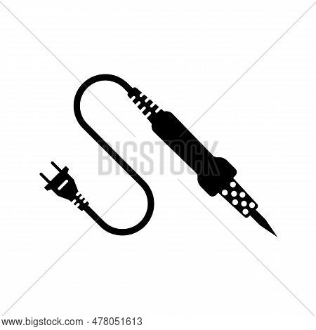 Soldering Iron Black Icon. Electronic Equipment. Vector Illustration Flat Design.