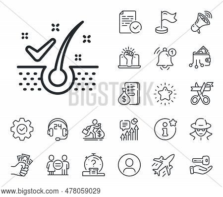 Dandruff Shampoo Sign. Salaryman, Gender Equality And Alert Bell Outline Icons. Anti-dandruff Flakes