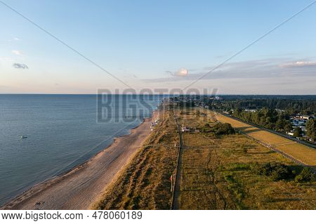 Dahme, Germany - July 31, 2021: Aerial Drone View Of Dahme Beach In Schleswig-holstein.