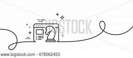 Seo Strategy Line Icon. Continuous One Line With Curl. Search Engine Optimization Sign. Analytics Ch