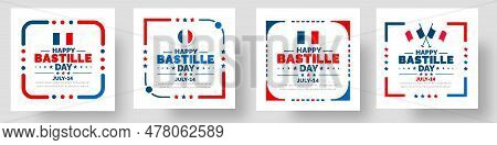 Bastille Day Or France Independence Day Social Media Post Banner, Background, Poster And Card Design