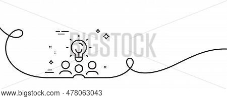 Business Idea Line Icon. Continuous One Line With Curl. People Group Sign. Teamwork Meeting Symbol. 