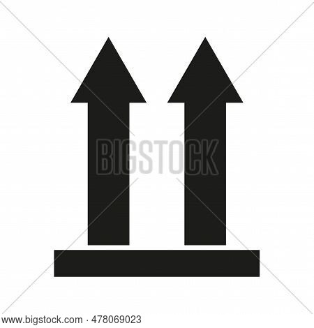 This Side Up Icon. Cargo Handled So These Arrows Always Point Up. Two Arrows Indicating Top Side Of 