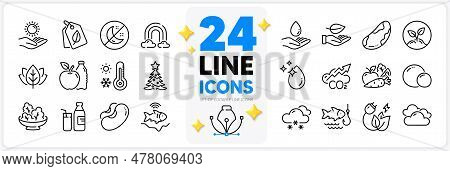 Icons Set Of Fishfinder, Snow Weather And Milk Line Icons Pack For App With Insomnia, Sun Protection