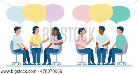 Meet Of Team Of People For Talk, Dialog, Communication, Discussion, Business Relationship. Discuss P