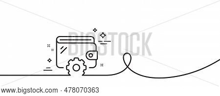 Wallet Line Icon. Continuous One Line With Curl. Money Purse With Cogwheel Sign. Cash Budget Symbol.