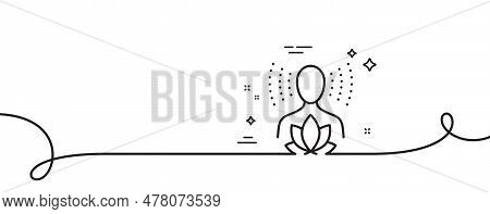 Yoga Balance Line Icon. Continuous One Line With Curl. Meditation Lotus Sign. Relax Body And Mind Sy