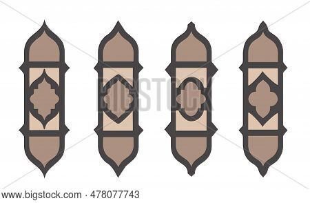 Shape Islamic Door And Window Silhouette Arabic Arch. Collection Of Patterns In Oriental Style. Fram