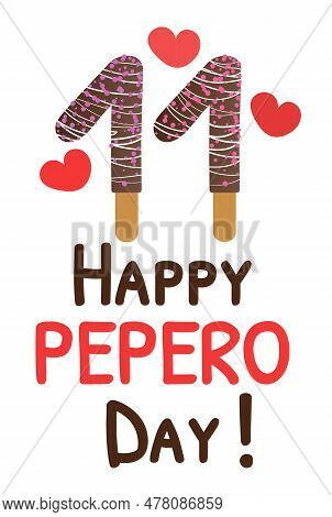 Pepero Day Card Vector Illustration Isolated On White Background