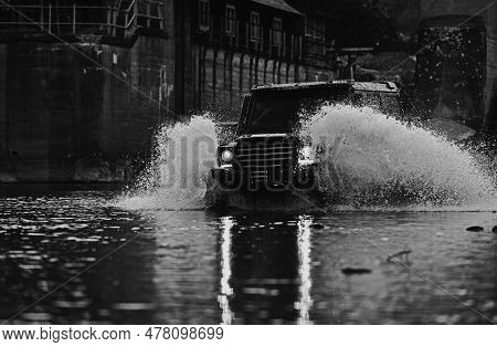 Best Off Road Vehicles. Off-road Vehicle Goes On Mountain Way. Track On Mud. 4x4 Off-road Suv Car. 4