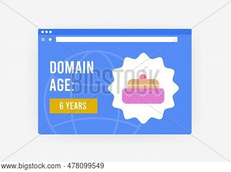 Domain Age - Seo Search Engine Rank Factor Concept. Website Domain Age Checker Vector Illustration