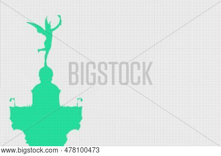 Eps Vector Silhouette Of A Winged Mercury Holding A Torch In An Upraised Arm, Perched On One Foot At
