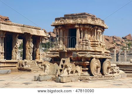 Sten vogn i Pia tempel, Hampi, Indien