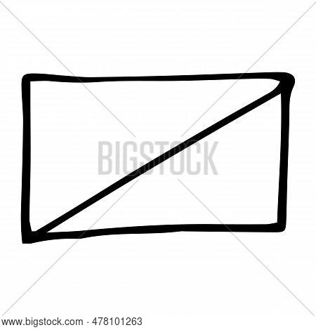 Vector Doodle Postal Envelope On White Background.