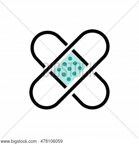 Web Line Icon. Adhesive Plaster. Adhesive Band Outline Icon. Emergency Patch. Editable Stroke. Isola