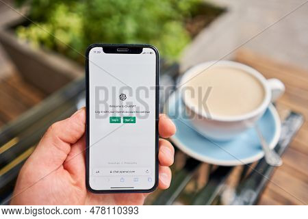 Us, California - June 18 2023: Chatgpt Chat Bot Screen Seen On Smartphone And Laptop Display With Ch